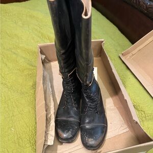 Freebird By Steven SADLE Saddle Black Distressed Tall Knee Leather Boots 9.